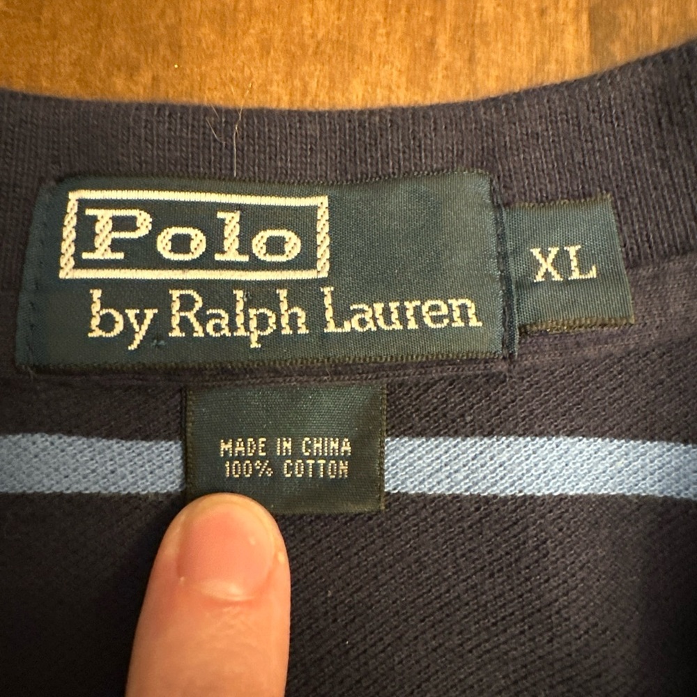 VTG Polo Ralph Lauren Stripe Shirt Pony Blue XL Preppy Office‎ Nautical Coastal - Picture 2 of 7
